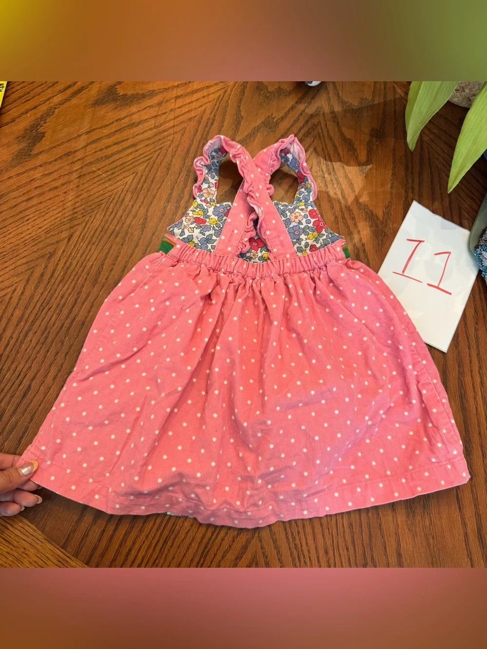 Mini Boden Spotty Appliqué Cord Pinnie